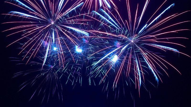 Fireworks exploding against night sky